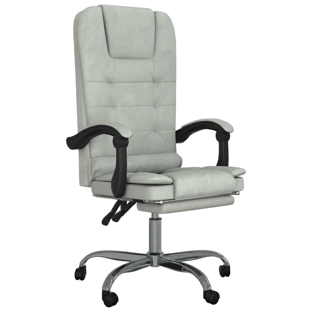 Poltrona massaggiante reclinabile per ufficio sala computer studio velluto grigio chiaro 02_0025387
