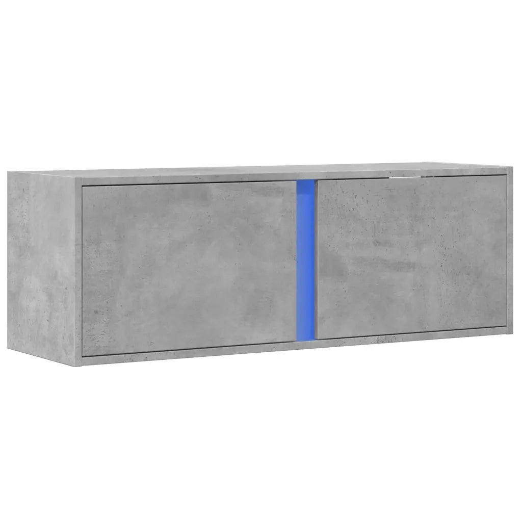 Mobile TV a Parete | Armadietto TV | Mobile Porta TV con Luci LED Grigio Cemento 100x31x35 cm