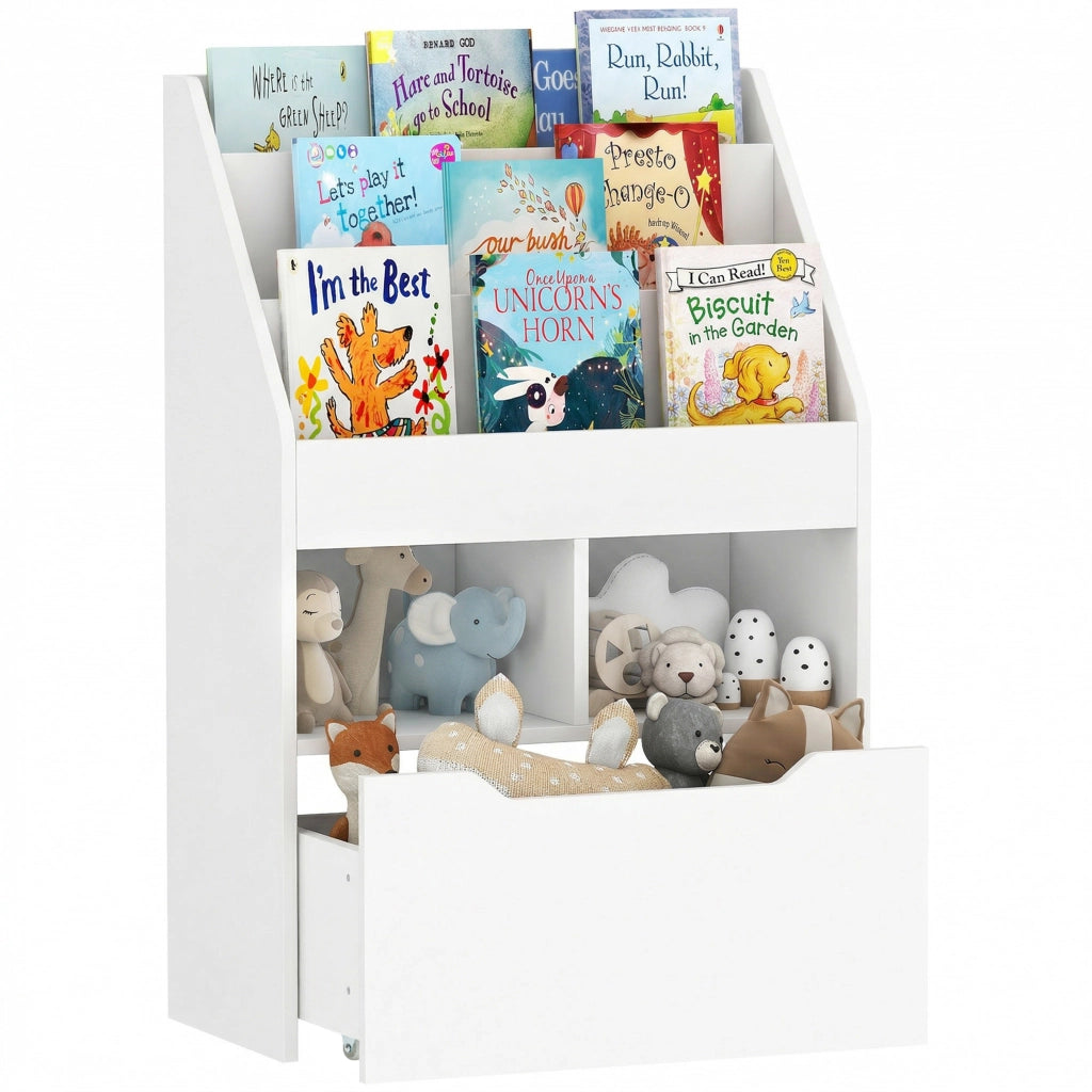 Libreria per bambini con cassetti e scomparti ¨C Minimal ¨C 60x30x90 cm, bianco