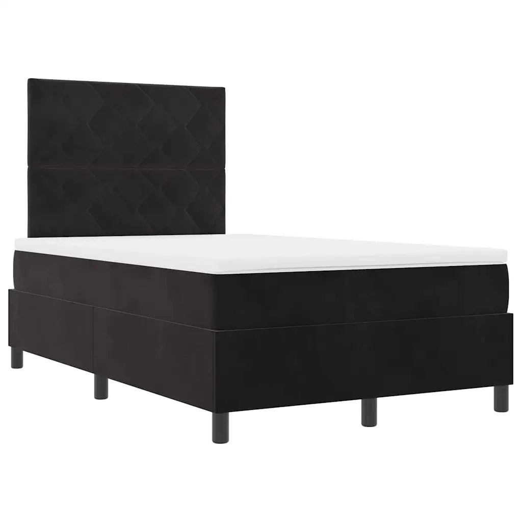 Letto a Sorgente LED con materasso Nero 120 x 190 cm Tessuto