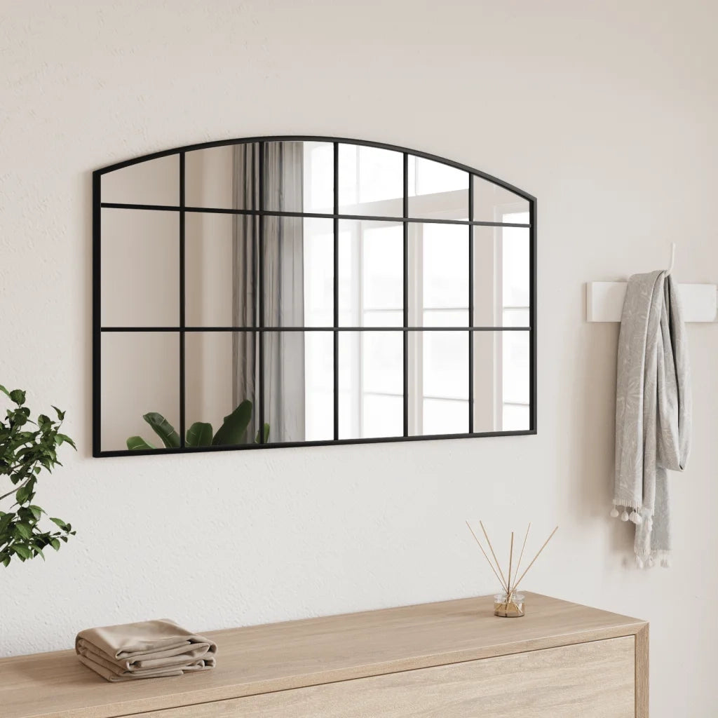 Specchio da Parete Nero 100x60 cm Arco in Ferro 358639