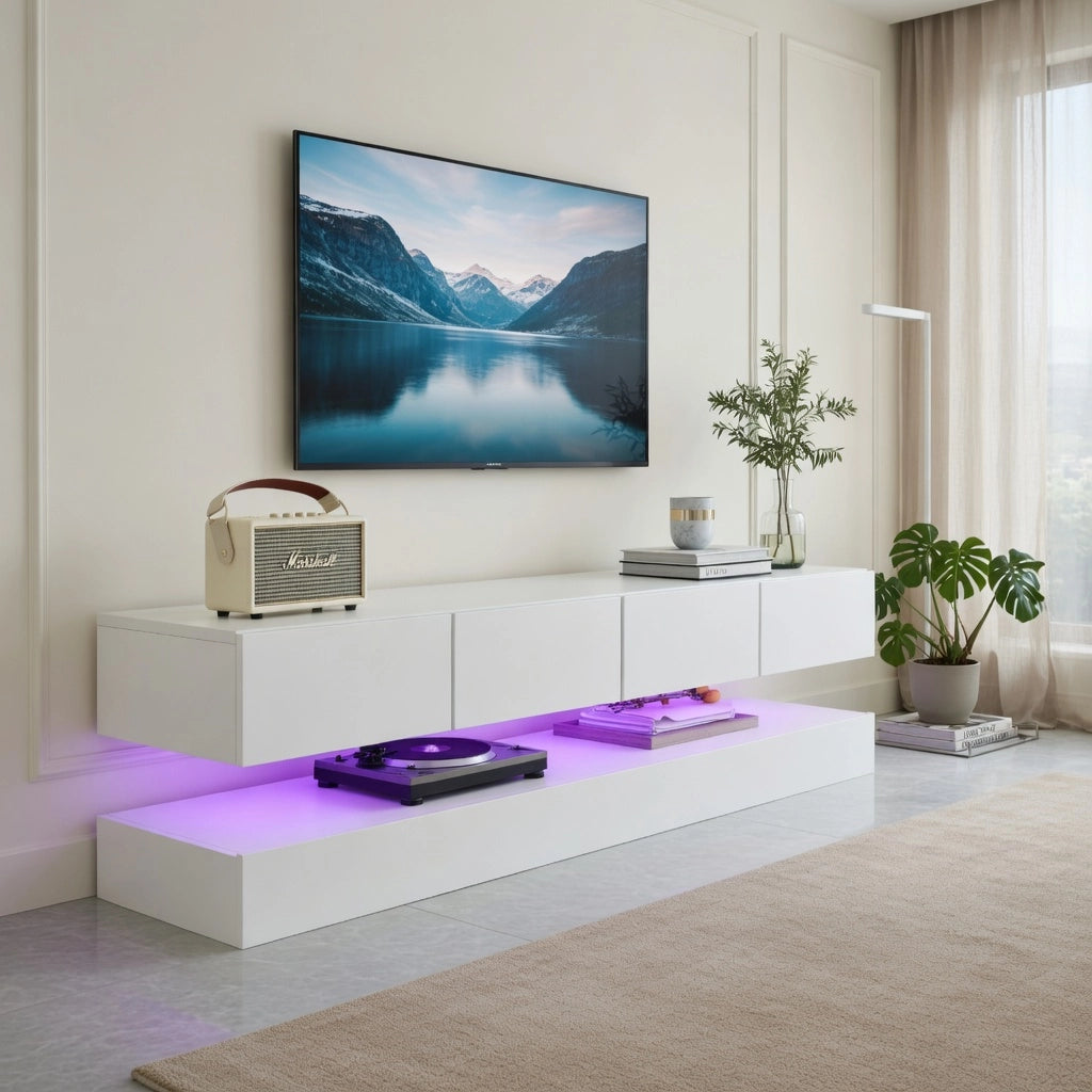 Cassettiera TV bianca in MDF lunghezza 130 cm
