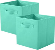 Contenitore di archiviazione, 2 pezzi, contenitori di stoffa pieghevoli e organizzatori di stoffa, cassetti per carico e giocattoli, verde