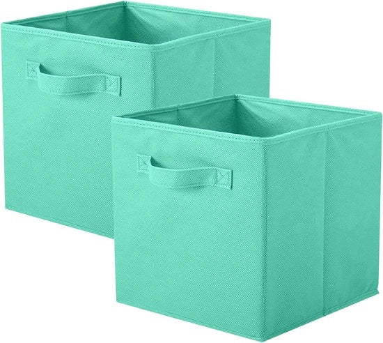 Contenitore di archiviazione, 2 pezzi, contenitori di stoffa pieghevoli e organizzatori di stoffa, cassetti per carico e giocattoli, verde