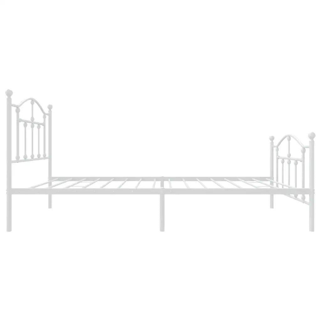 Letto singolo | Letto per adulti | Giroletto con Testiera e Pediera Metallo Bianco 90x190 cm