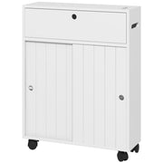 Mobiletto Bagno con Ruote e Ripiani Regolabili ¨C zephmum ¨C Bianco 52x17x67 cm