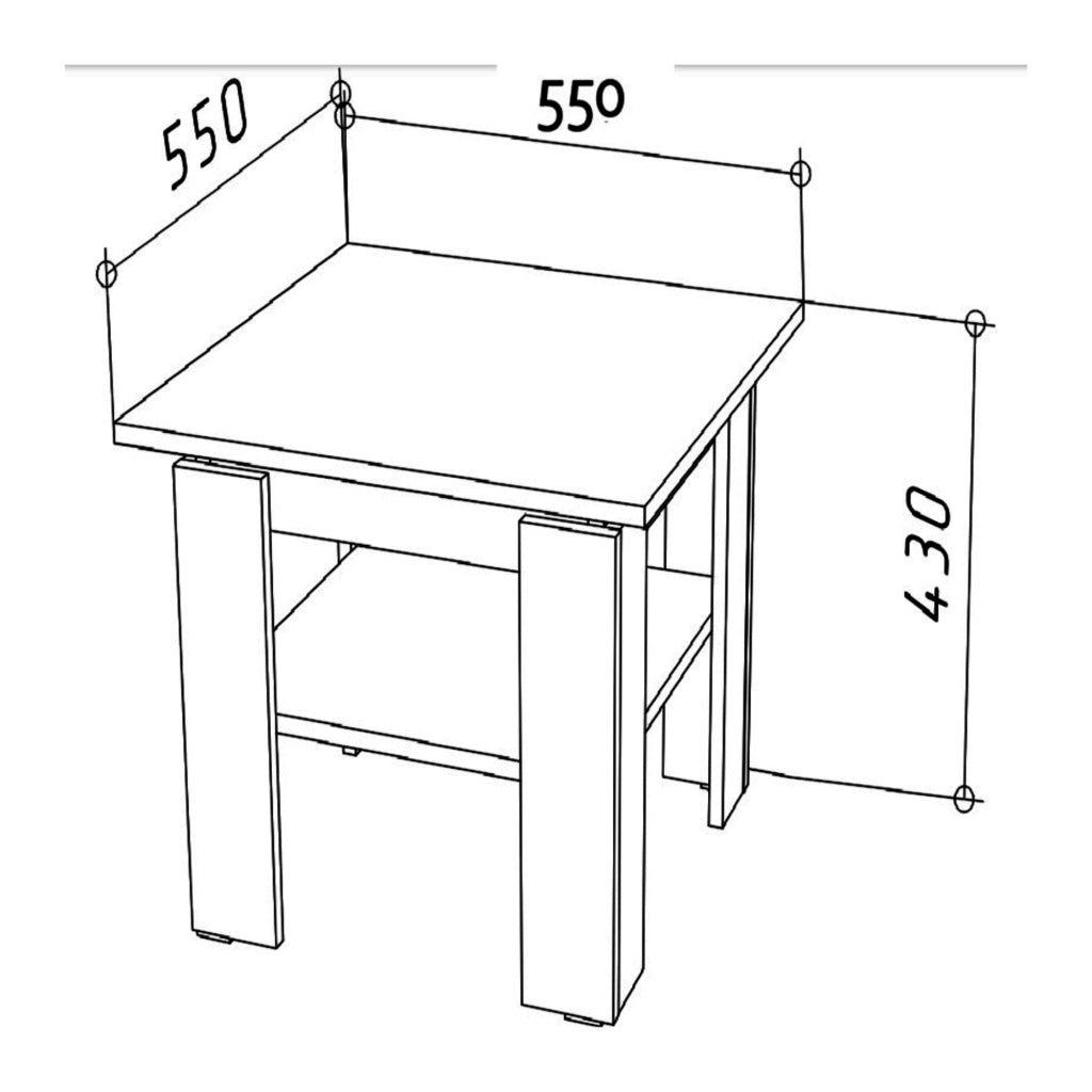 Tavolino, Tavolino da caff? Sola - Rovere Wotan - Ripiano aggiuntivo - Larghezza 55 cm, Altezza 43 cm, Profondit? 55 cm