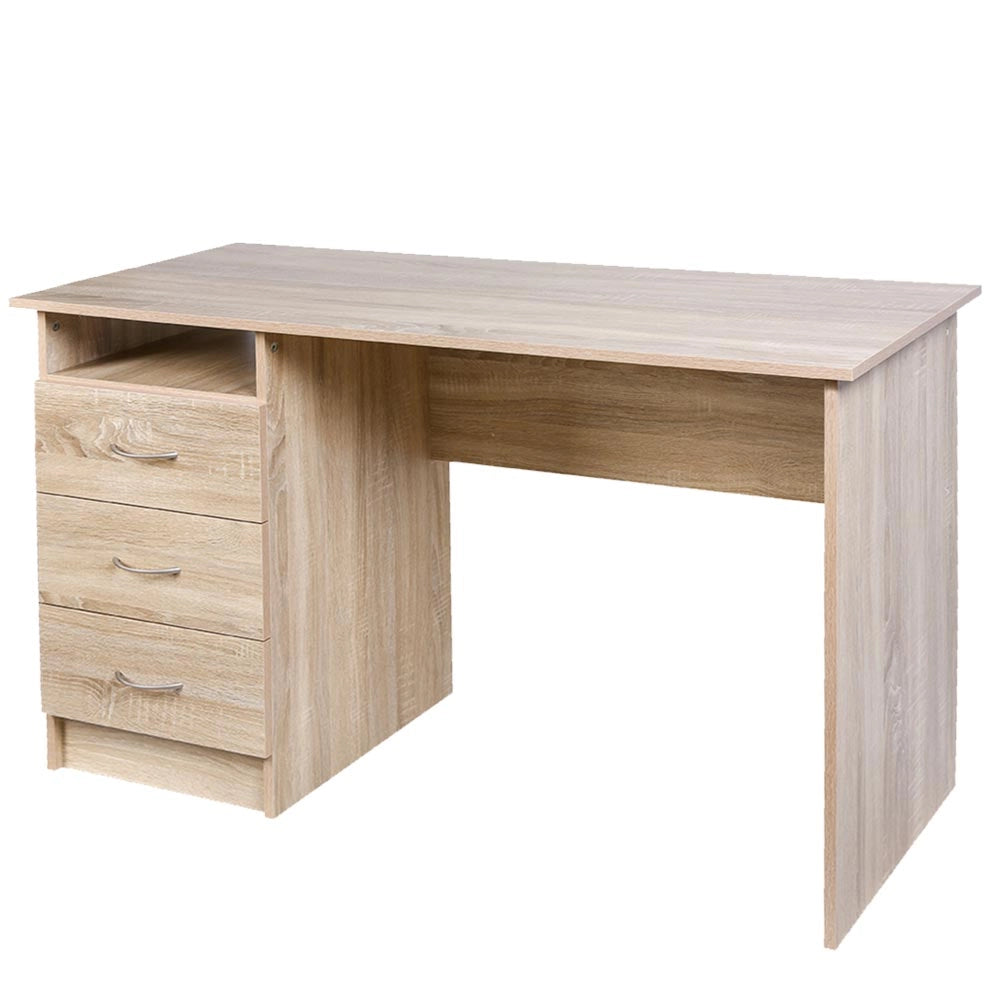 Tavolo Scrivania Legno con Cassettiera 3Cassetti 120x51 H 72 cm Porta PC Quercia