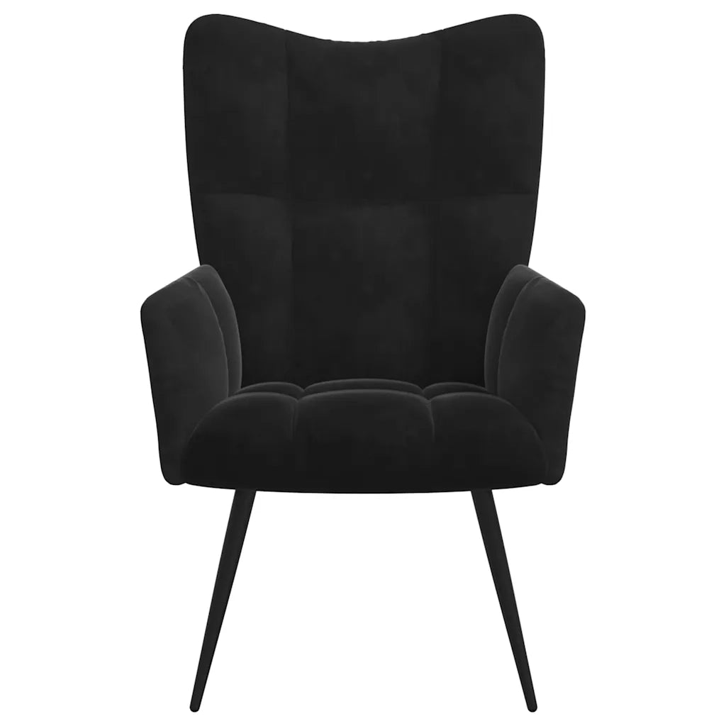Divano Sedia-Poltrona Relax con Sgabello in Velluto Nero 408063