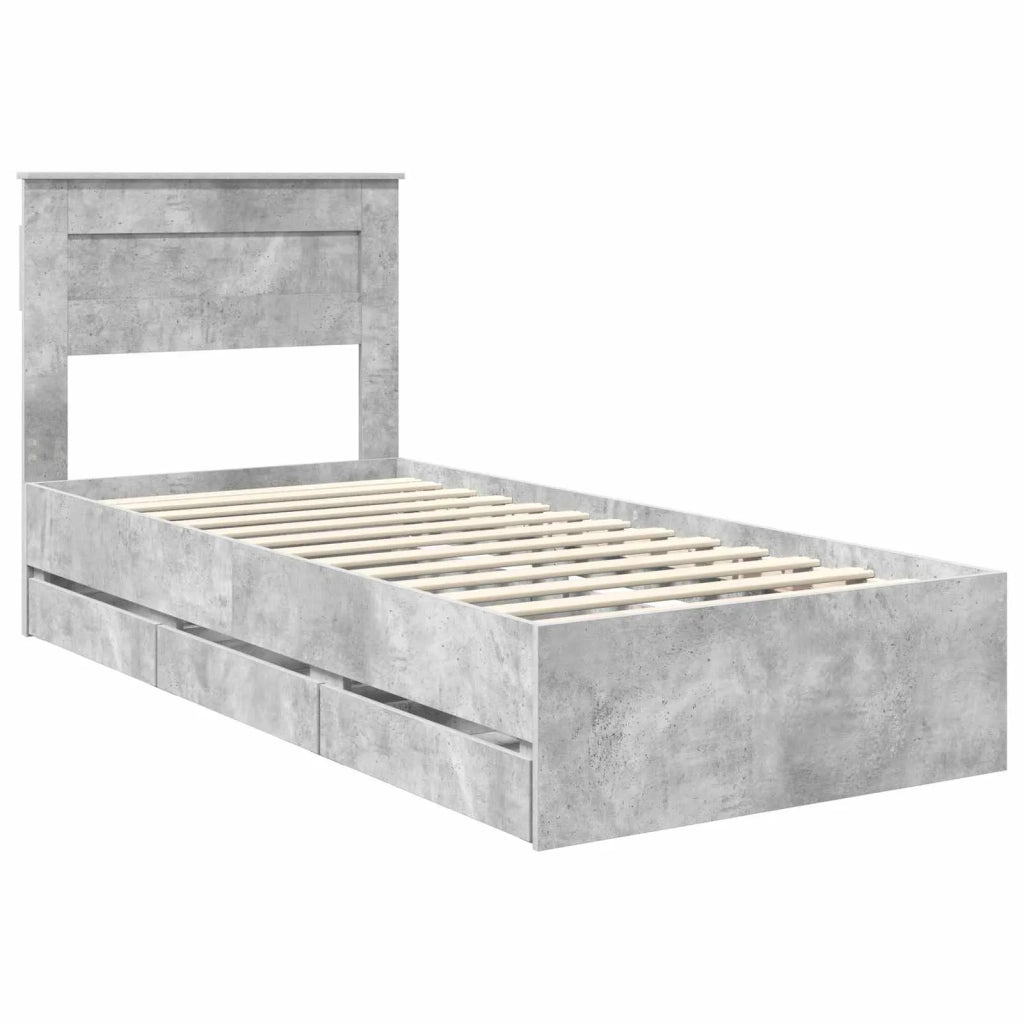 Struttura del letto con cassetto Grigio cemento 90 x 200 cm 3409880