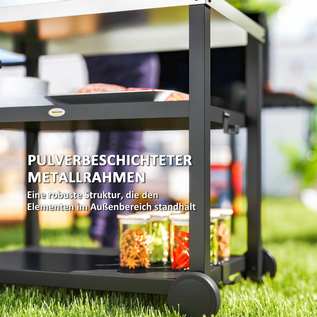 Carrello da cucina 3 ripiani con piano lavoro ganci ruote ¨C zephmum ¨C Edelstahl 102x50x81cm Grigio Antracite