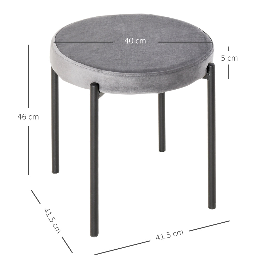 SGABELLO Set da 4 pezzi 41,5x41,5x46 cm Grigio scuro in metallo effetto velluto