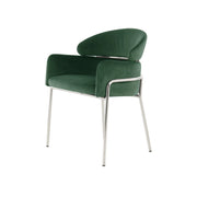 Sedia di design Corey in velluto verde e acciaio