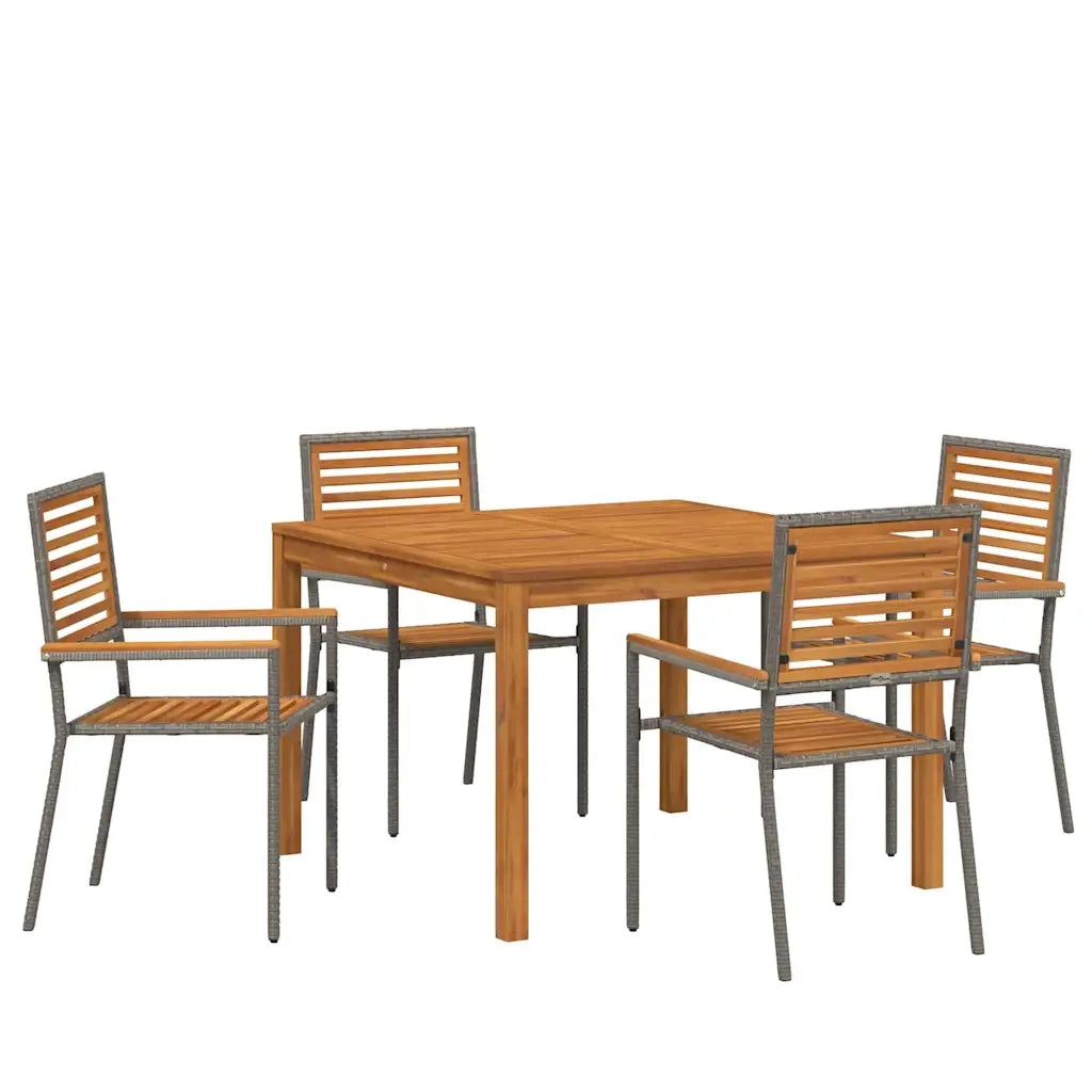 Set da Pranzo per Giardino 5 pcs Grigio
