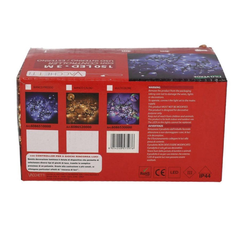 Set di 2 Luce filo 150 led multicolore controller cm 300 al. fissa uso esterno
