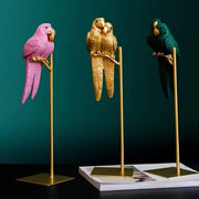 Paar figurine di pappagallo verde per ufficio, decorazione per casa, camera da lavoro, soggiorno, regalo per Pasqua, matrimonio, compleanno, San Valentino