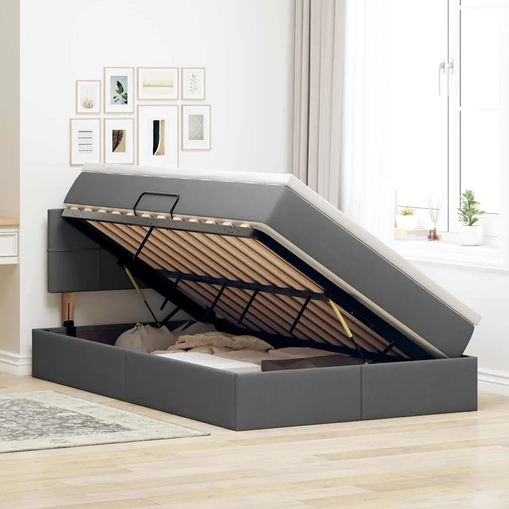 Letto con contenitore e materasso Grigio scuro 120 x 190 cm
