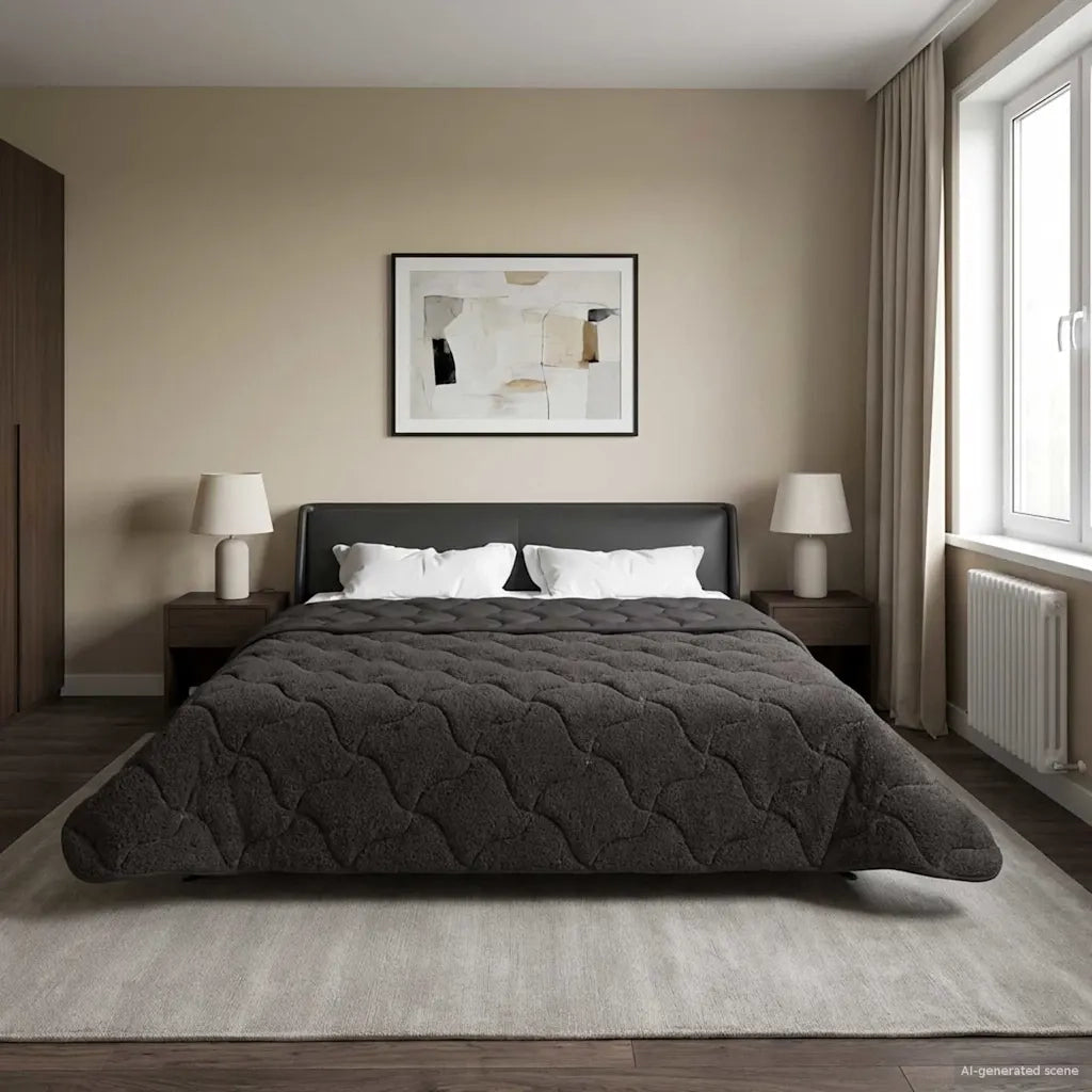 Duvet Estivo Antracite 200 x 220 cm Microfibra e Fleece Teddy 42026165
