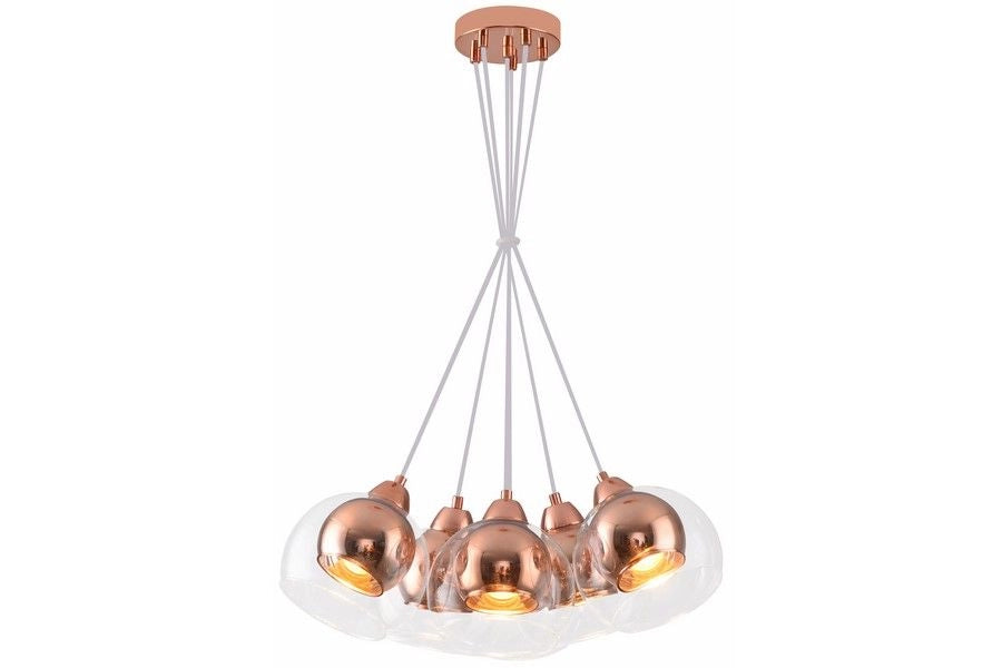 Lampada a sospensione Clara rame vetro 6 luci E27 Reality