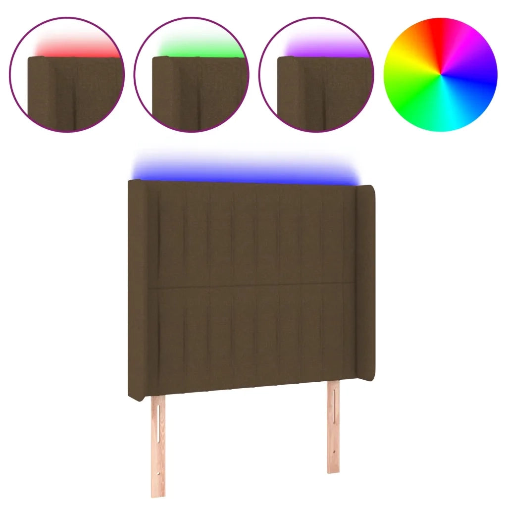 Testiera a LED Marrone Scuro 103x16x118/128 cm in Tessuto 3124279