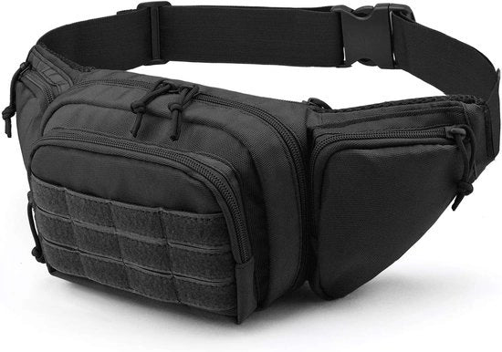 Borsa da Spalla Multifunzionale per Escursioni - 600D Oxford - Tas da Corsa Impermeabile con Molteplici Comparti - 3-in-1 Borsa da Spalla/da Mano/Tas da Corsa - Nero