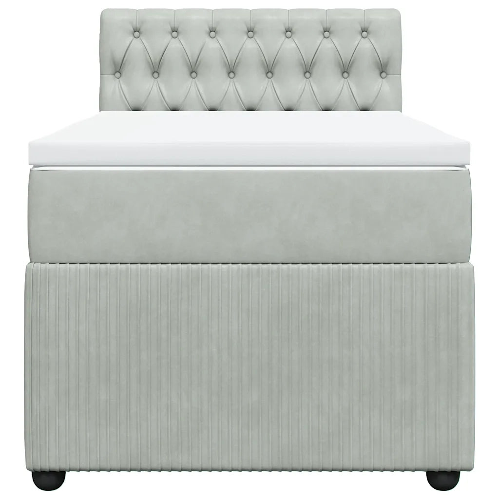 Giroletto a Molle con Materasso Grigio Chiaro 90x190 cm Velluto