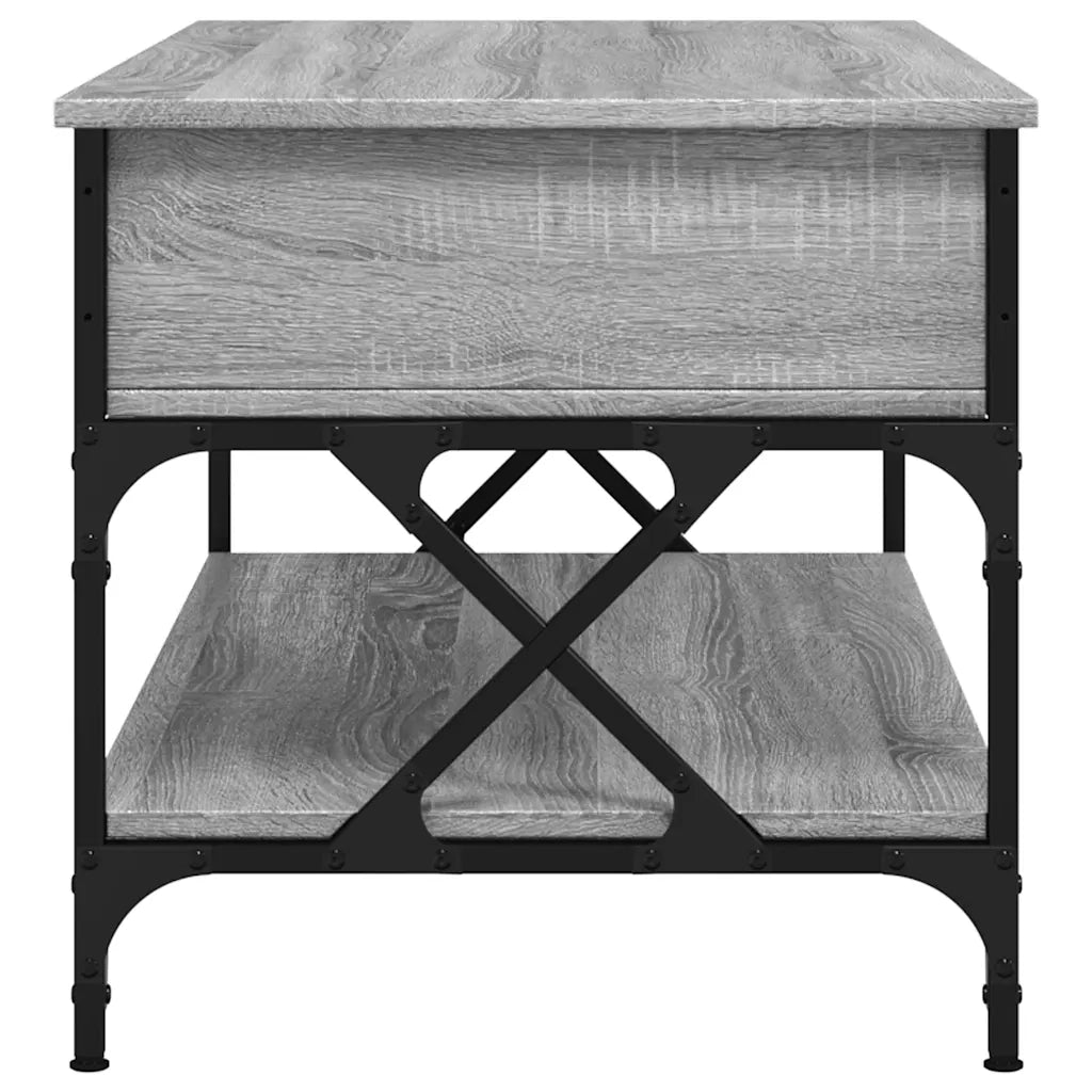 Tavolino Salotto-Tavolino da soggiorno-Tavolo Grigio Sonoma 100x50x50 cm Multistrato Metallo