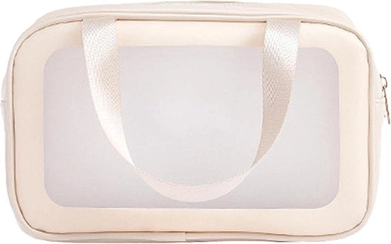 Toilettes per donne con separazione umida e secca, adatte per il trucco da viaggio, per nuoto, docce e bagno, colore beige.