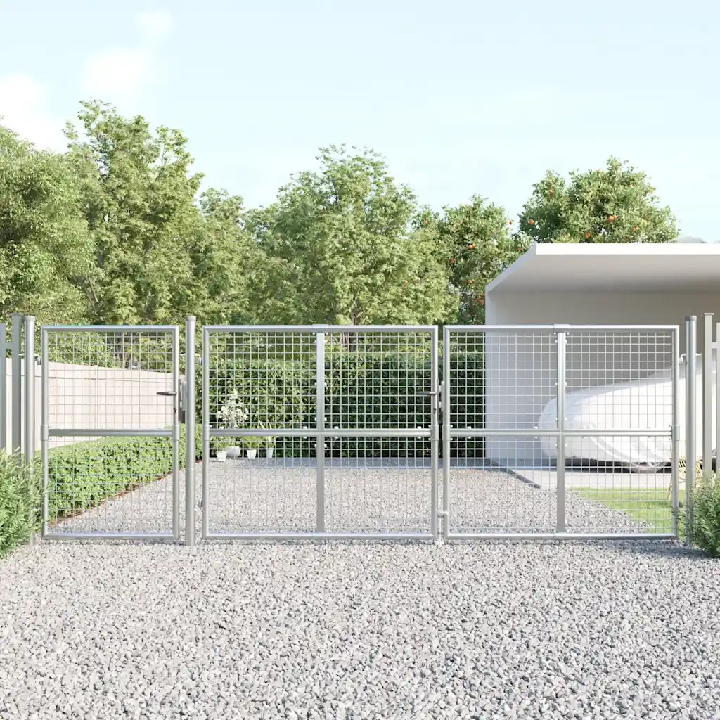 Cancello da Giardino in Rete Argento 400x125 cm in Acciaio Zincato 154555