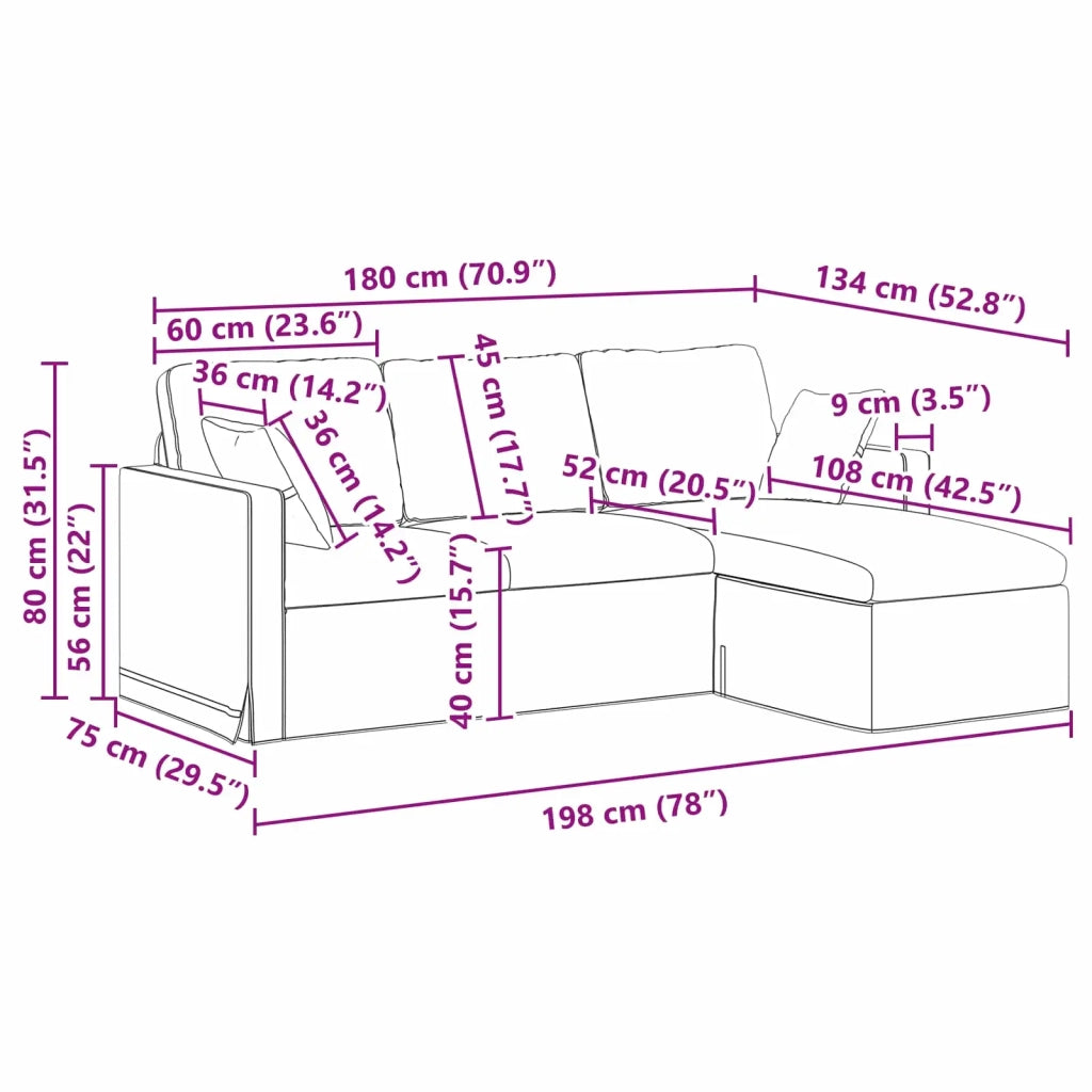 Divano Grigio chiaro 198 x 134 x 80 cm Velluto 42024458