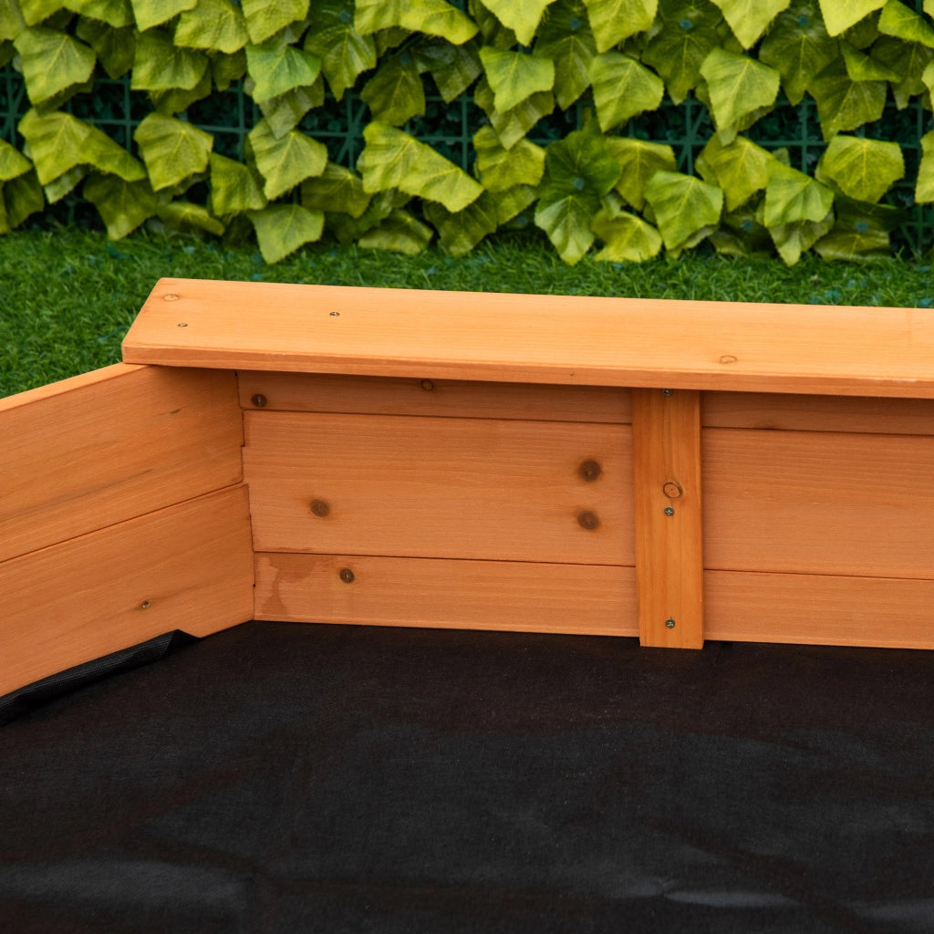 Sandbox in legno massello, ottagonale, 140x140x21.5 cm, con bache e copertura ¨C Minimal ¨C arancione