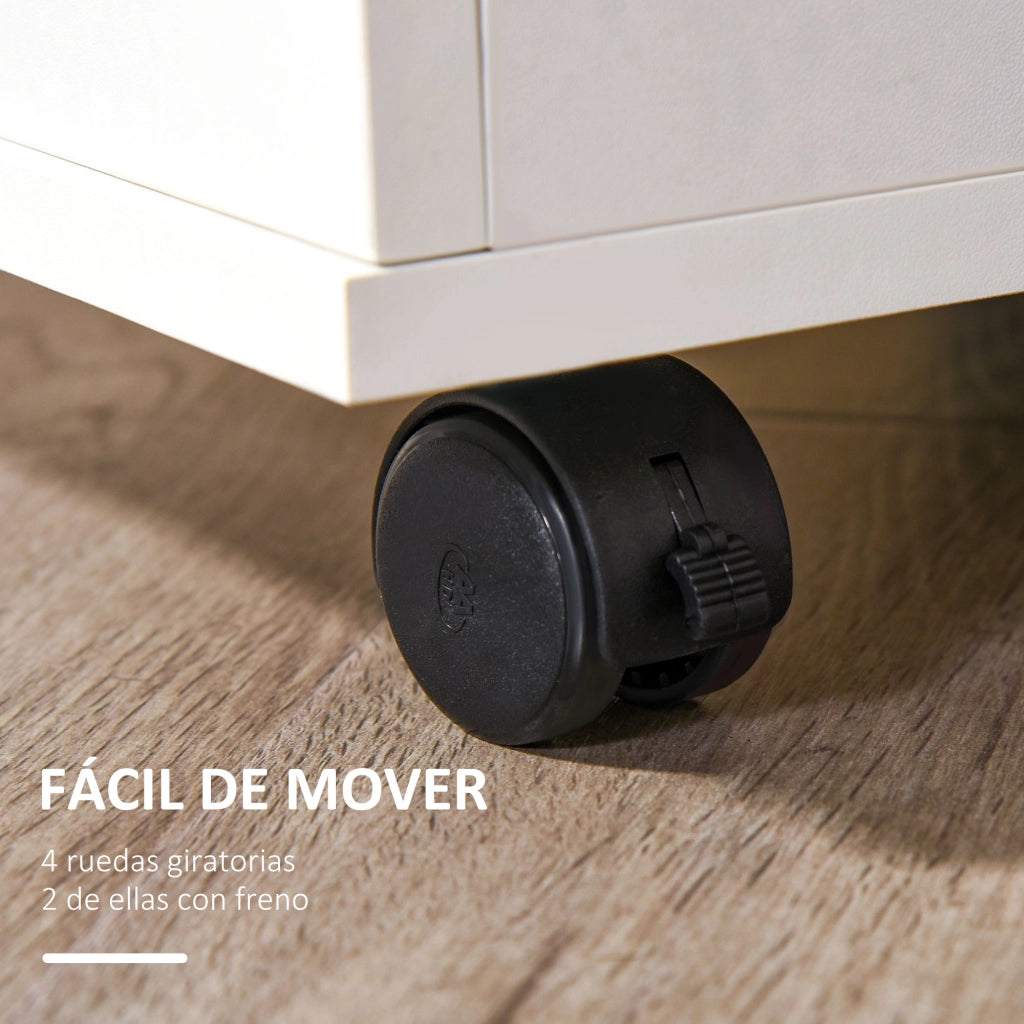 Cassettiera ufficio con serratura e rotelle ¨C Xylo ¨C 3 cassetti 40x40x61,5 cm bianco