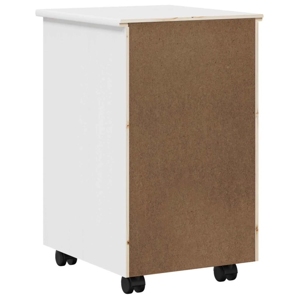 Mobile con Ruote Bianco 34 x 39 x 56 cm Legno di pino massiccio 42028341