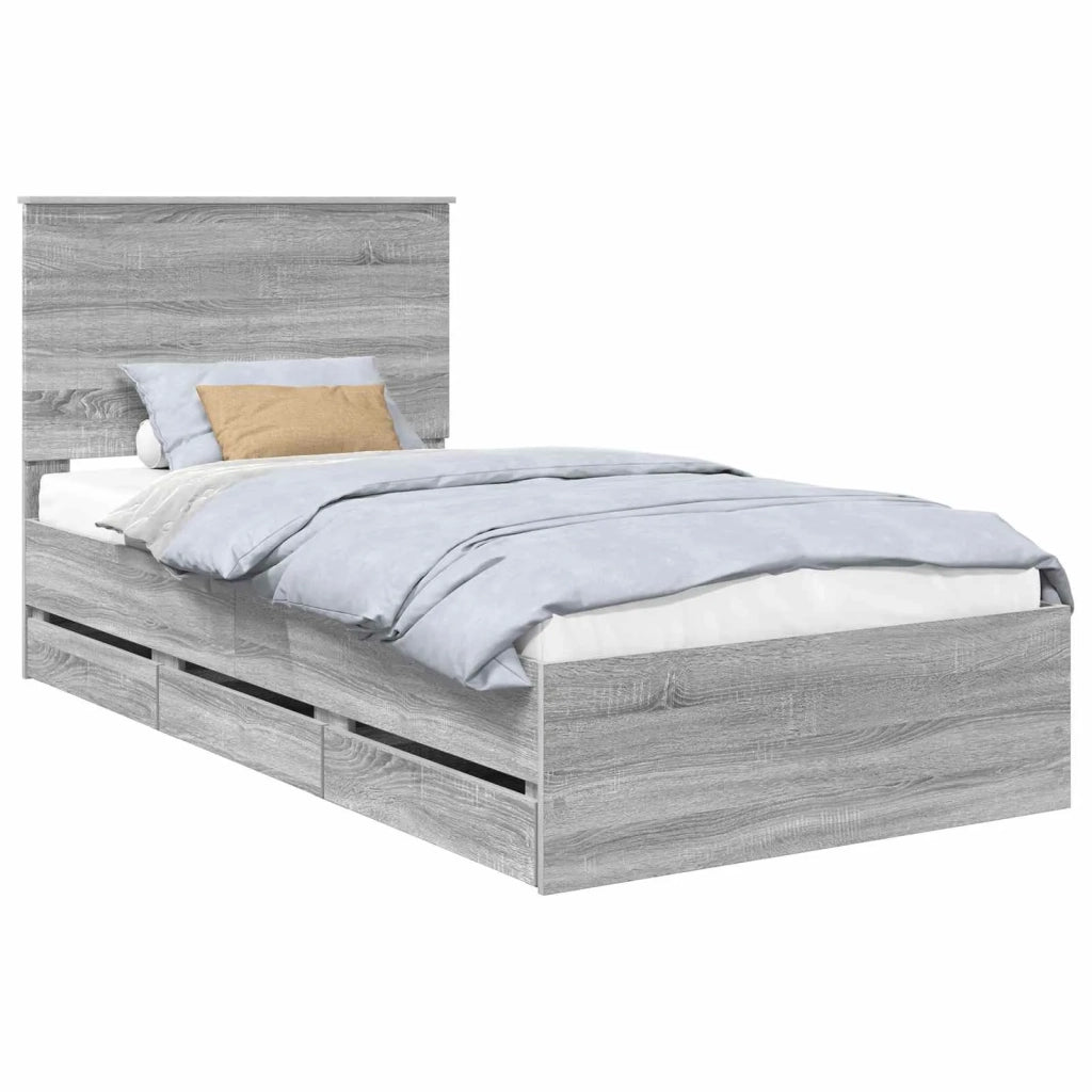 Letto singolo | Letto per adulti | Struttura del letto con cassetto Grigio Sonoma 100 x 200 cm