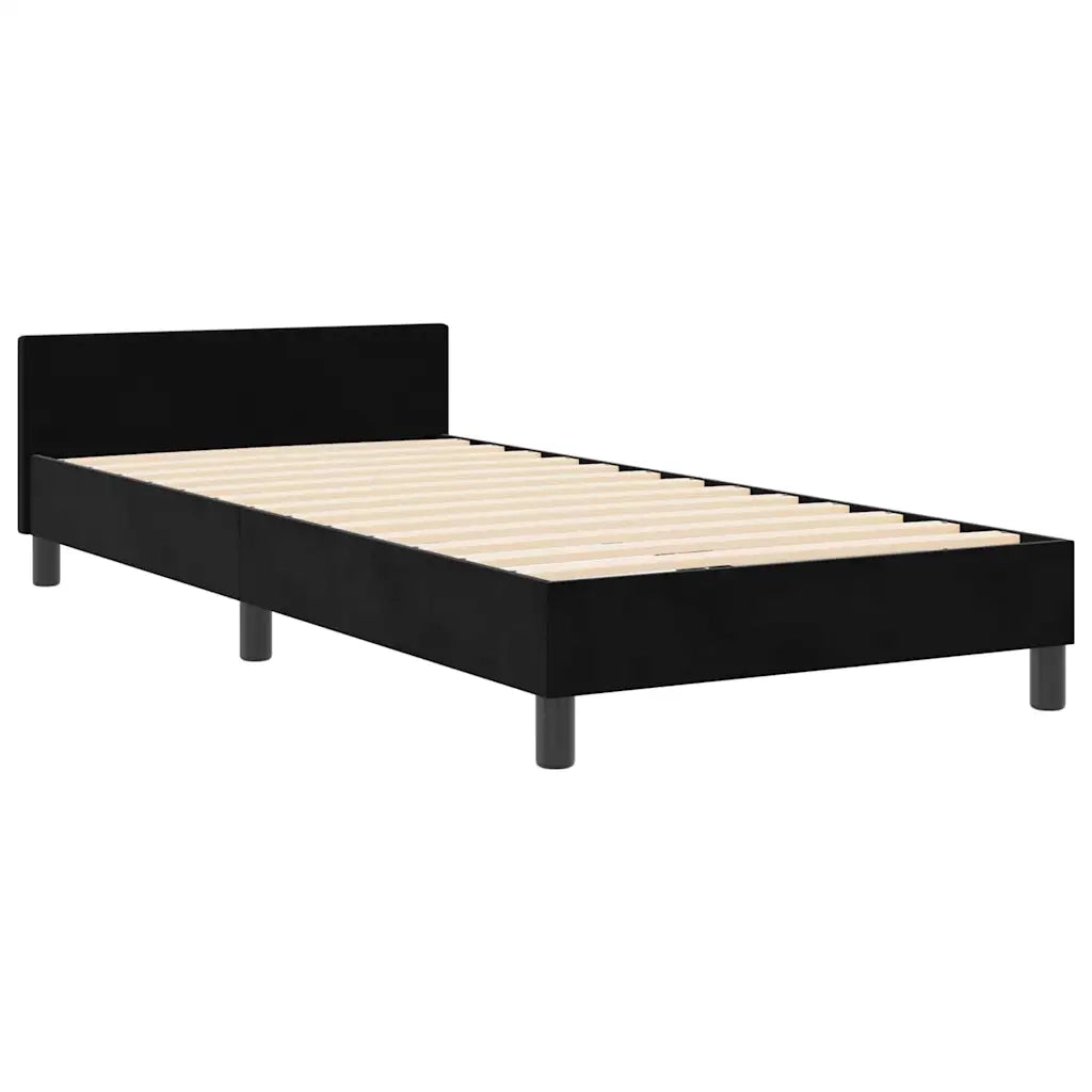 Letto a molle con testiera Nero 100 x 200 cm Velluto