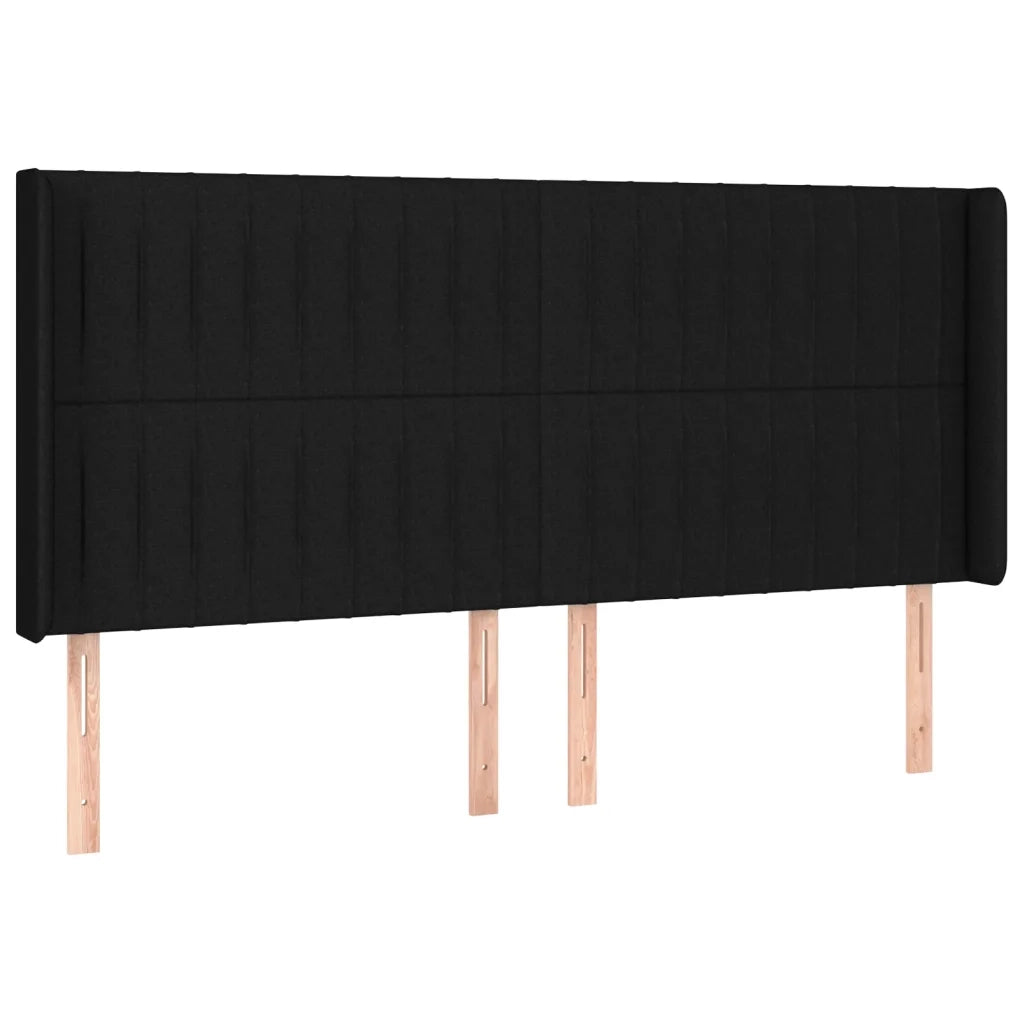 Testiera | Testata a LED Nera 163x16x118/128 cm in Tessuto