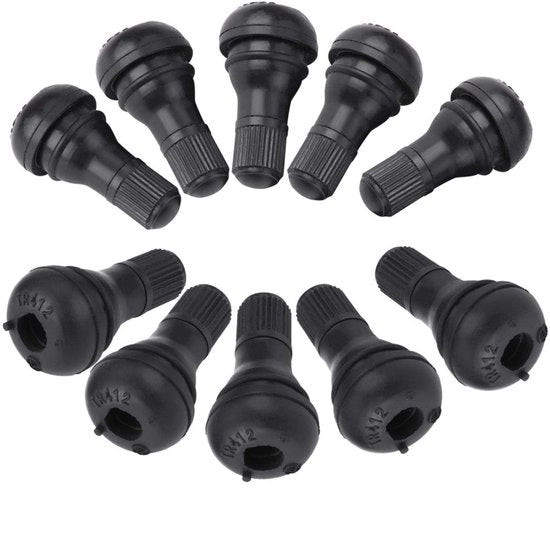 Kit di sostituzione gomme per pneumatici nuovo, con 10 pezzi, TR412, valvola snap-in, metallo/rubbero, nero, materiale duraturo