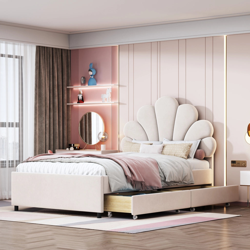 letto imbottito velluto beige 90 x 200 cm