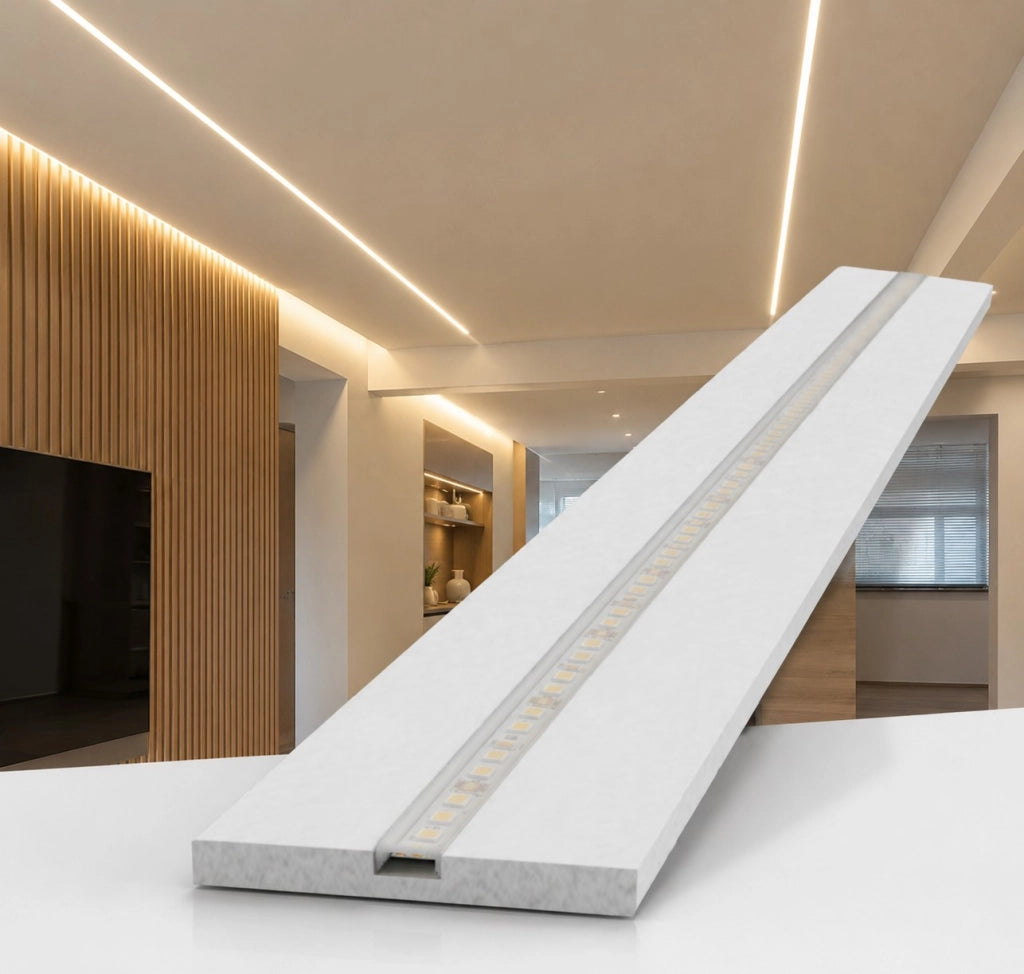 Kit 5 Profili in Alluminio da Incasso per Cartongesso 200 cm con Cover Satinata | Profilo per Strisce LED larghezza interna 12 mm
