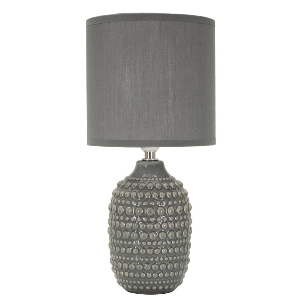 Lampada da Tavolo VKH94, Grigio, Ceramica, 15x15x30,5 cm