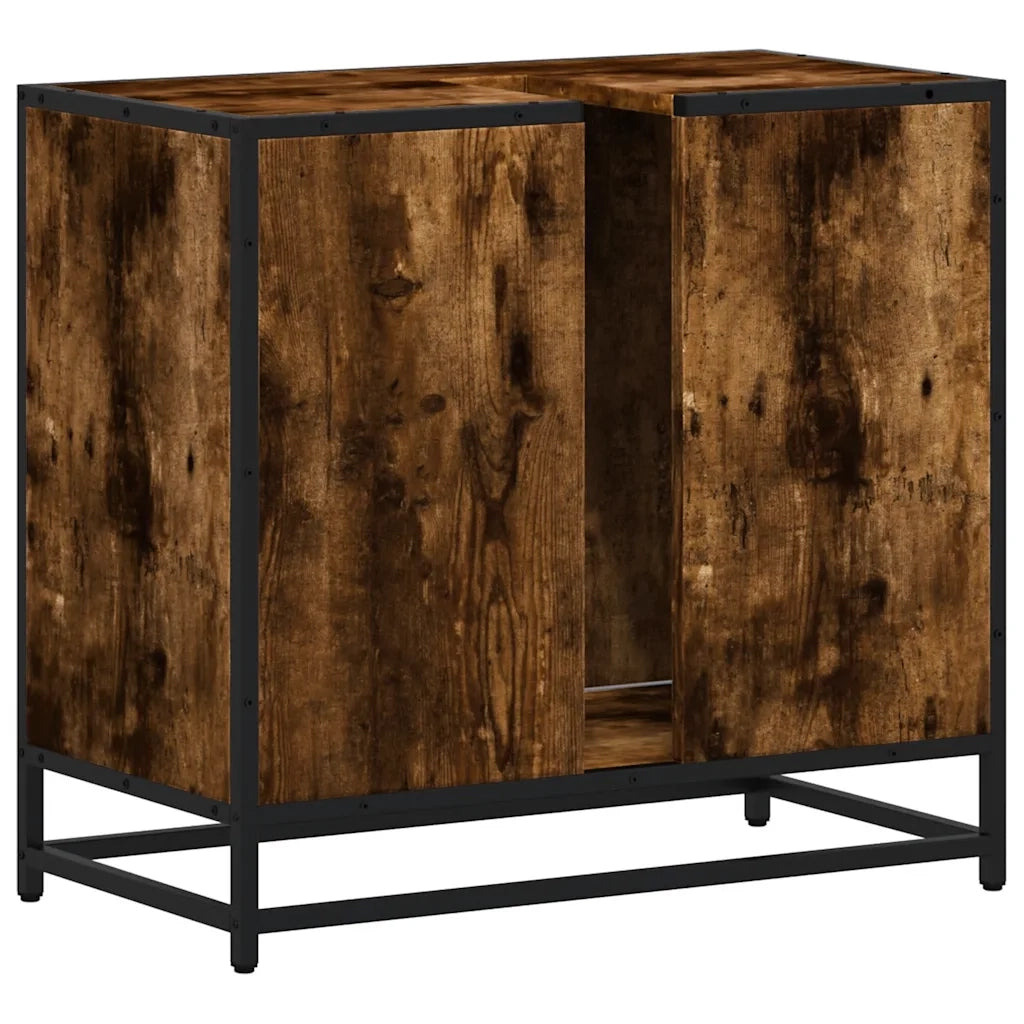 Mobile Lavabo Bagno-Armadietto da bagno Rovere Fumo 65x33x60 cm Legno Multistrato 380698