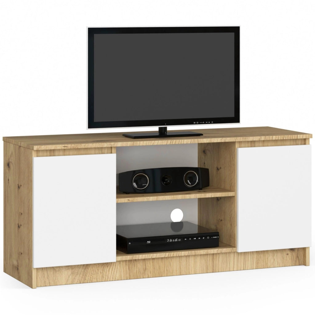 Mobile TV AKORD Quercia Artisan 120 cm 2 ante inserto frontale Bianco 120x40x55 cm