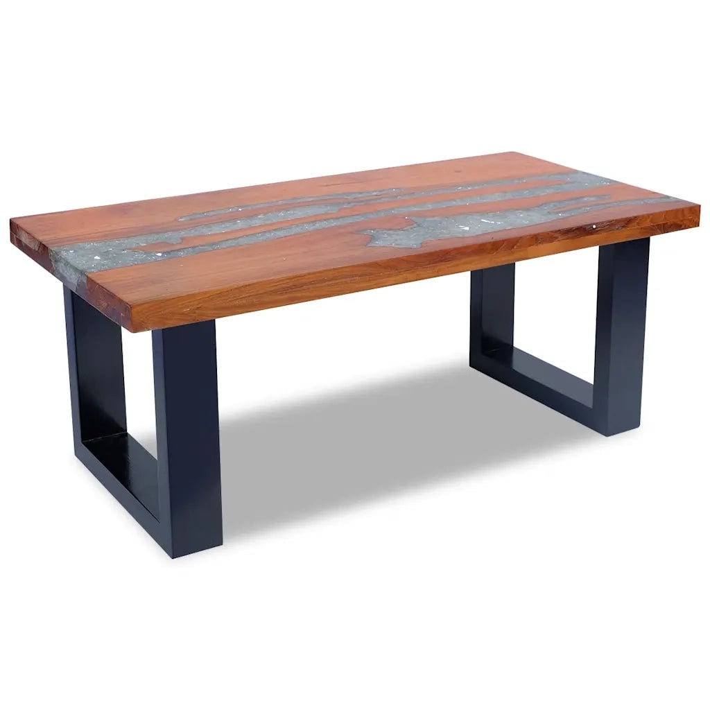 Tavolino da salotto | Tavolino da caff¨¨ | Tavolino da Soggiorno in Legno di Teak e Resina 100x50 cm