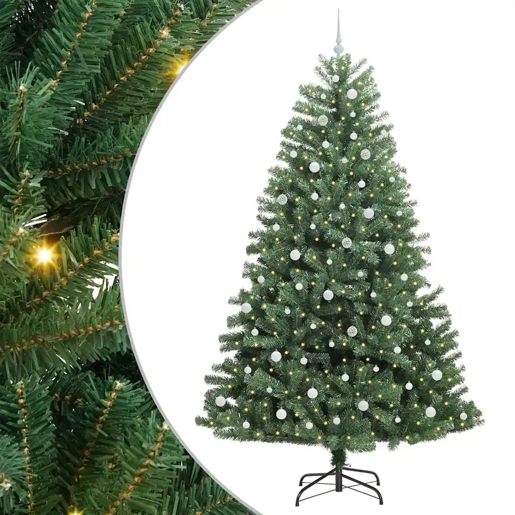 Albero di Natale Artificiale-Albero Natalizio con Rami Pieghevoli Verde 240 cm 655512