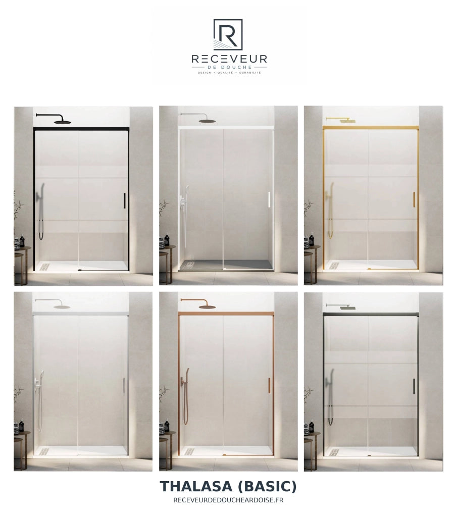 Box doccia THALASSA (BASIC) 1+1 con lato fisso laterale 110x80 cm Bianco vetro trasparente