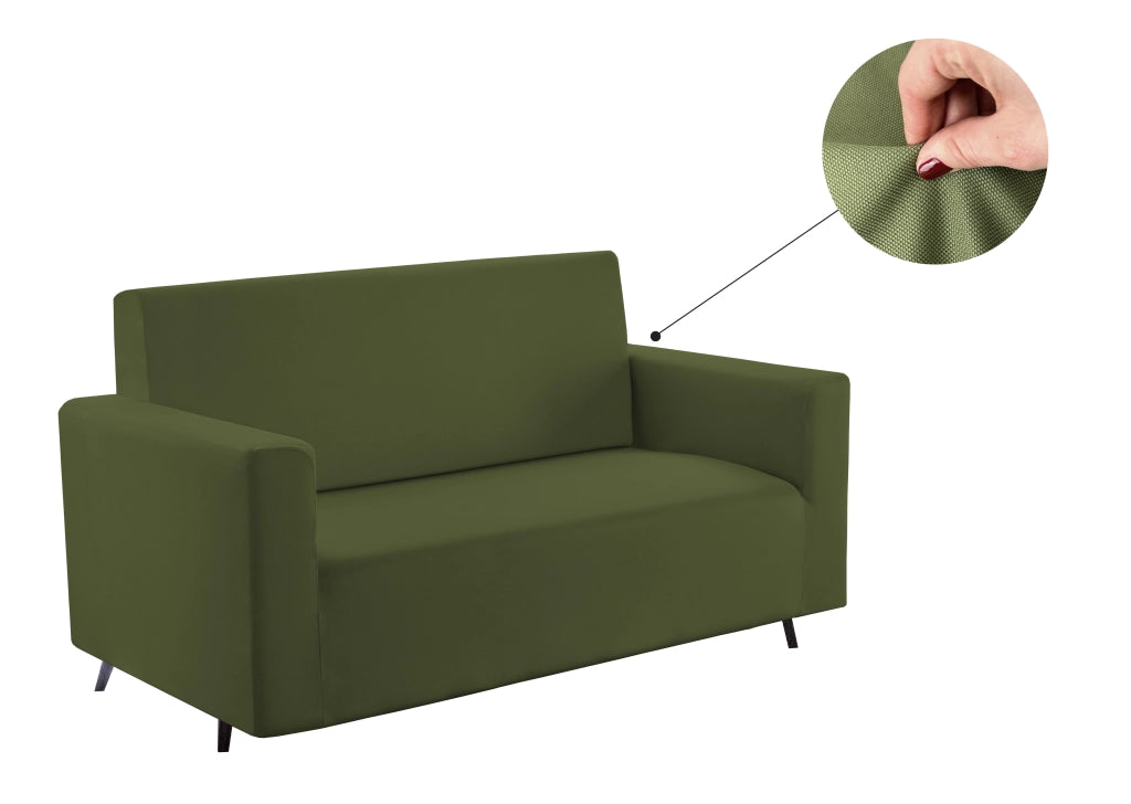 Copridivano E Copri Poltrona Antimacchia Sofà Elasticizzato Modello Magico - Div 2Posti - Verde