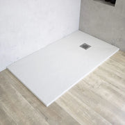 Piatto doccia rettangolare 90x160 cm in marmoresina bianco effetto pietra h3 cm | Milos