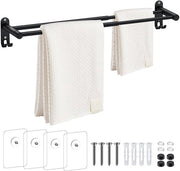 Sostegno di asciugamani scorrevole in acciaio inossidabile, 40-70 cm/15,75-27,56 pollici, fissaggio alla parete con viti per bagno e cucina, nero