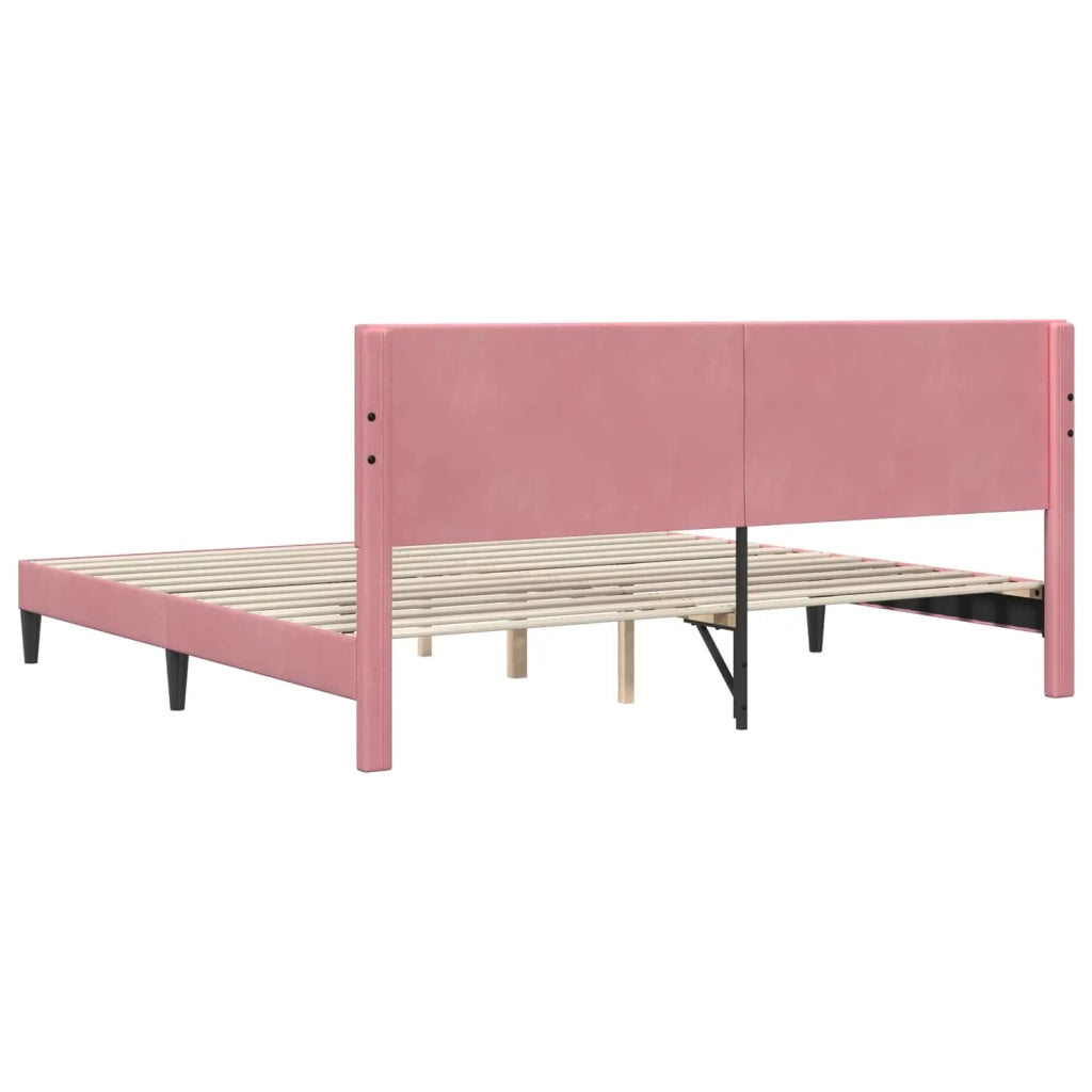 Struttura del letto con testiera-Giroletto Rosa 180 x 200 cm Velluto 196337