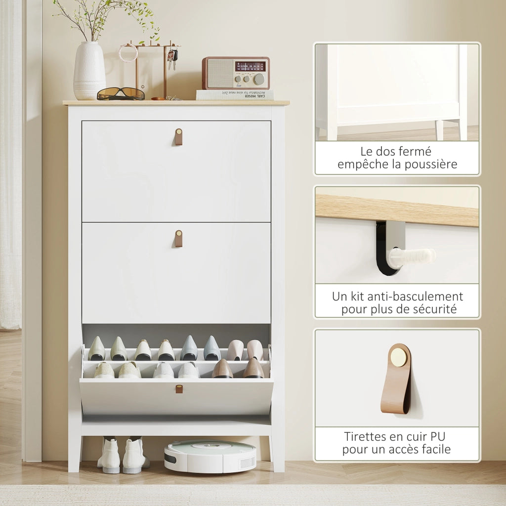 Armadio per scarpe con 3 cassetti ¨C Minimal ¨C bianco
